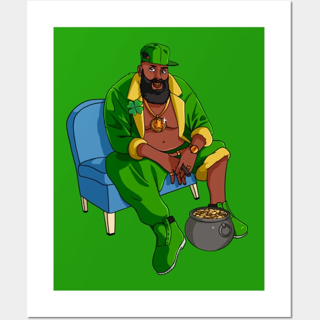 Black Leprechaun Gangster St Patricks Day Wall Art by Noseking